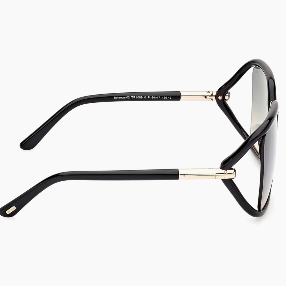 Tom Ford Solange 2 Black and Gold Sunglasses With Blue Tinted Lenses - Picture 6 of 8